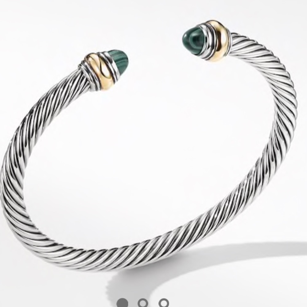 Cable classic bracelet with Malachite and 14k gold
